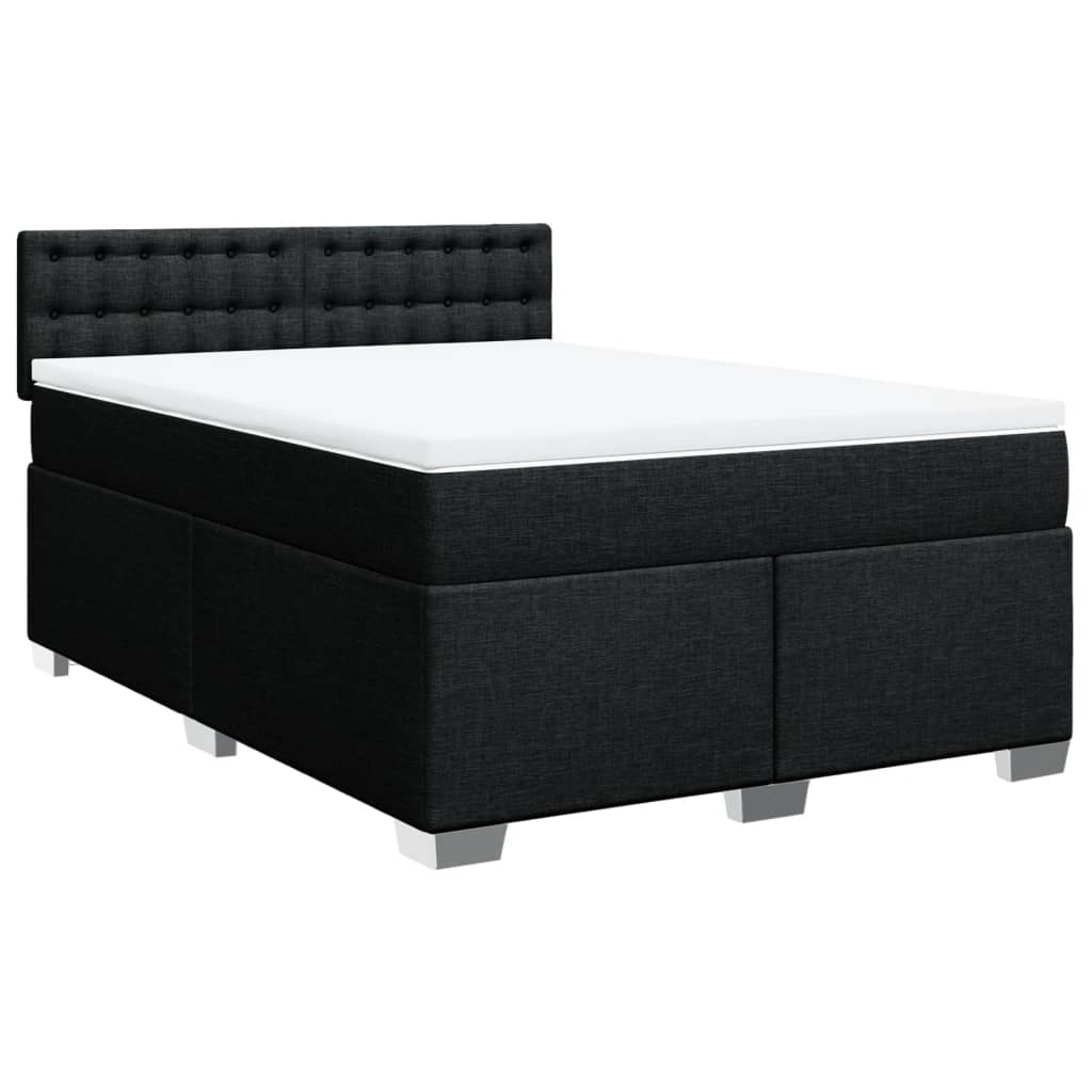 Κρεβάτι Boxspring με Στρώμα Μαύρο 140x200 εκ. Υφασμάτινο - Pakobazaar
