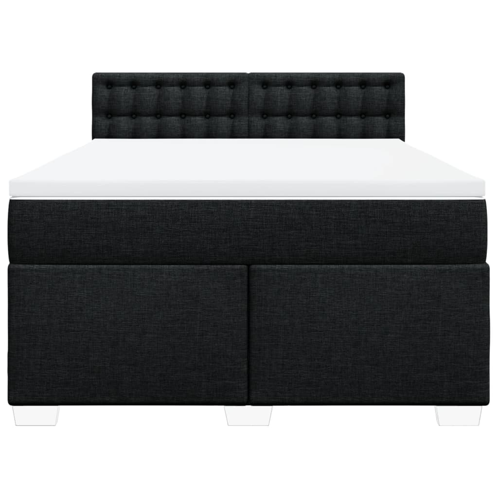 Κρεβάτι Boxspring με Στρώμα Μαύρο 140x200 εκ. Υφασμάτινο - Pakobazaar
