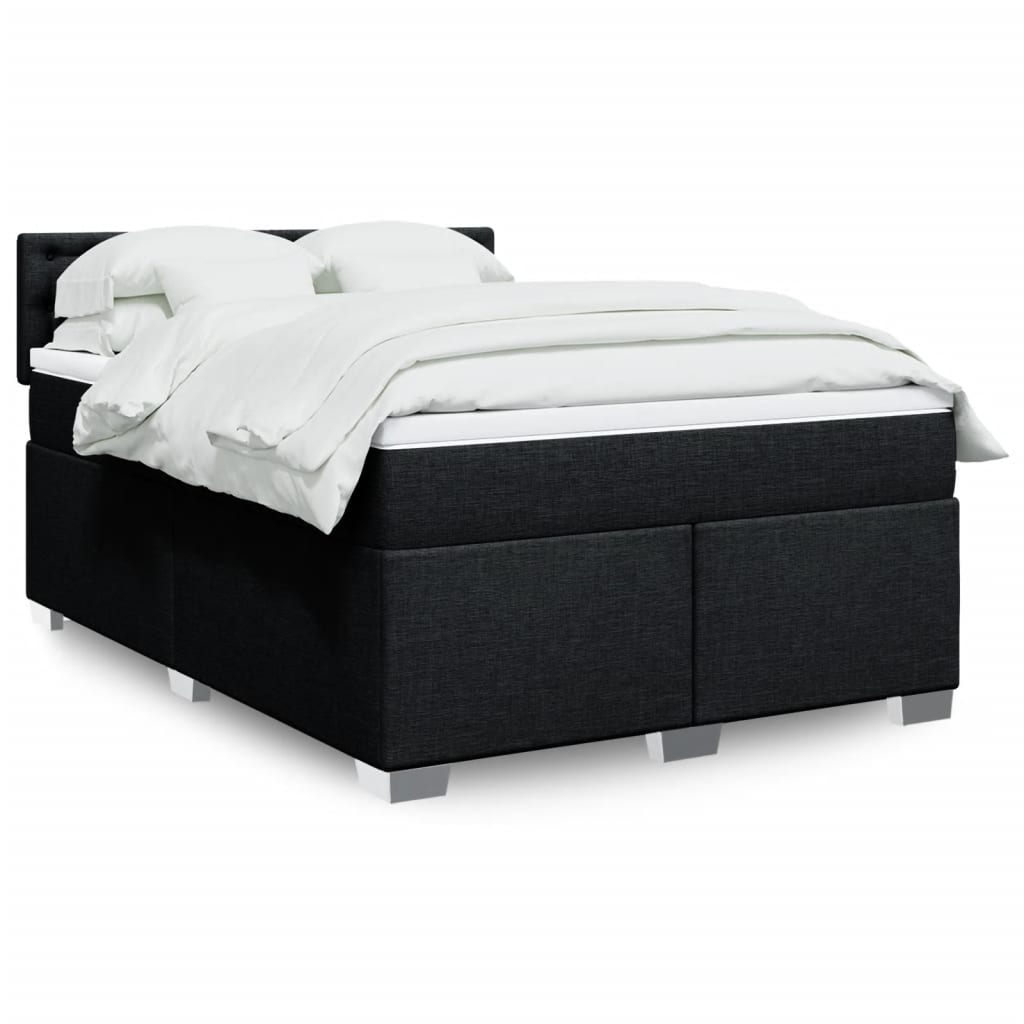 Κρεβάτι Boxspring με Στρώμα Μαύρο 140x200 εκ. Υφασμάτινο - Pakobazaar