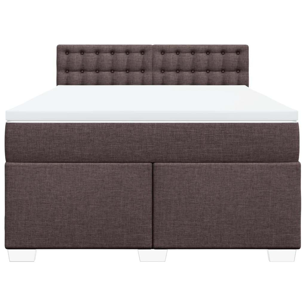 Κρεβάτι Boxspring με Στρώμα Σκούρο Καφέ 140x200 εκ Υφασμάτινο - Pakobazaar
