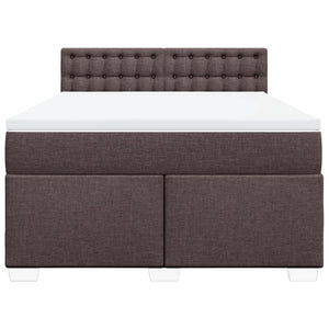 Κρεβάτι Boxspring με Στρώμα Σκούρο Καφέ 140x200 εκ Υφασμάτινο - Pakobazaar