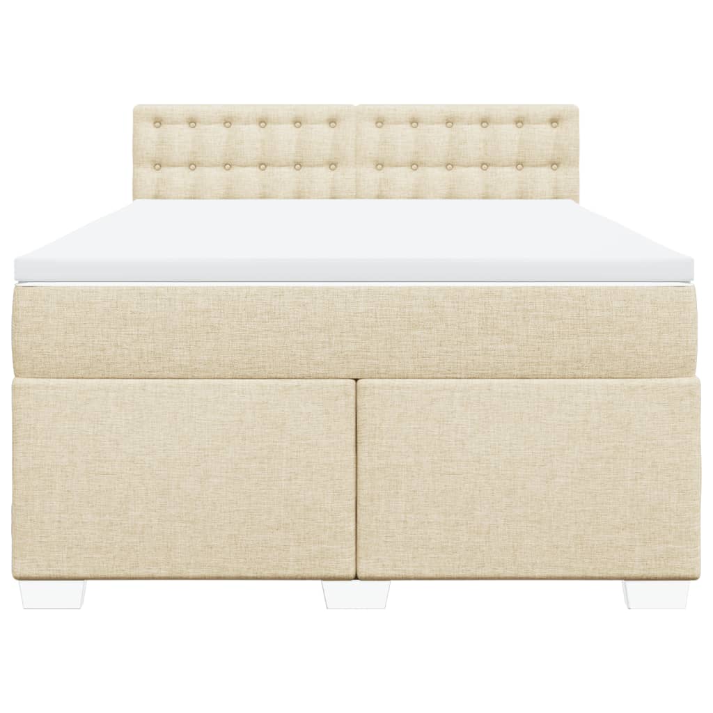 Κρεβάτι Boxspring με Στρώμα Κρεμ 140x200 εκ. Υφασμάτινο