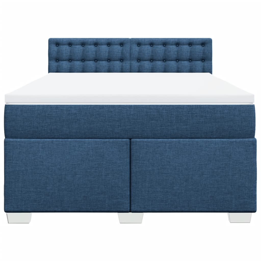 Κρεβάτι Boxspring με Στρώμα Μπλε 140x200 εκ. Υφασμάτινο - Pakobazaar