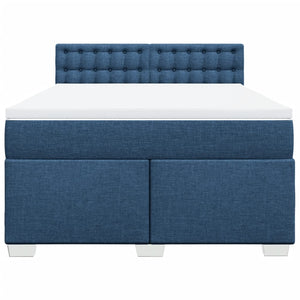 Κρεβάτι Boxspring με Στρώμα Μπλε 140x200 εκ. Υφασμάτινο - Pakobazaar