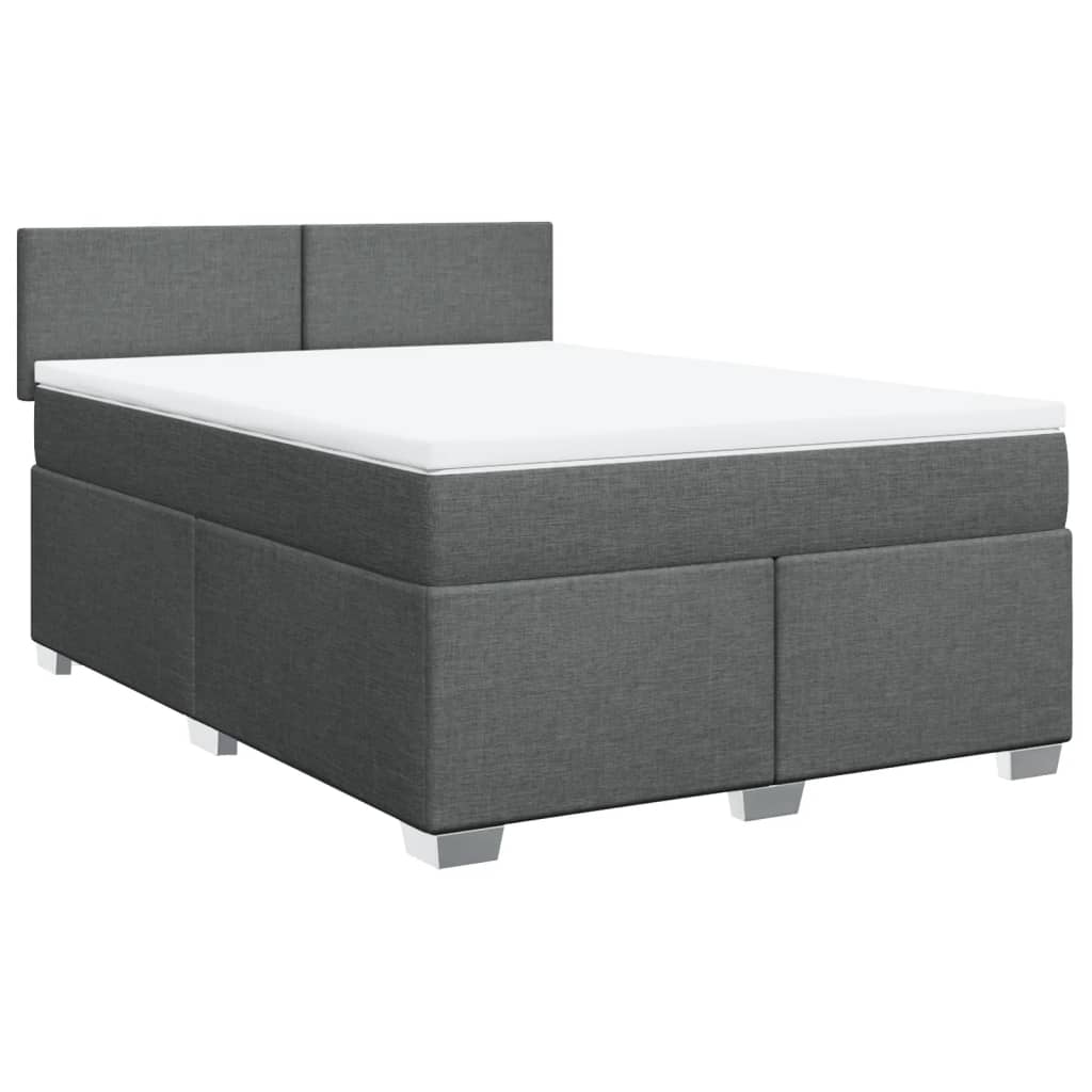 Κρεβάτι Boxspring με Στρώμα Σκούρο Γκρι 160x200 εκ Υφασμάτινο - Pakobazaar