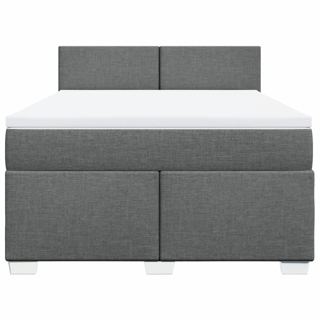 Κρεβάτι Boxspring με Στρώμα Σκούρο Γκρι 160x200 εκ Υφασμάτινο - Pakobazaar
