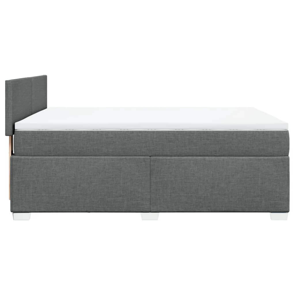 Κρεβάτι Boxspring με Στρώμα Σκούρο Γκρι 160x200 εκ Υφασμάτινο - Pakobazaar