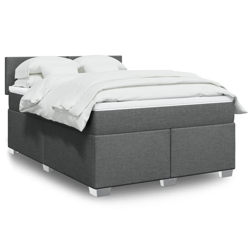 Κρεβάτι Boxspring με Στρώμα Σκούρο Γκρι 160x200 εκ Υφασμάτινο - Pakobazaar