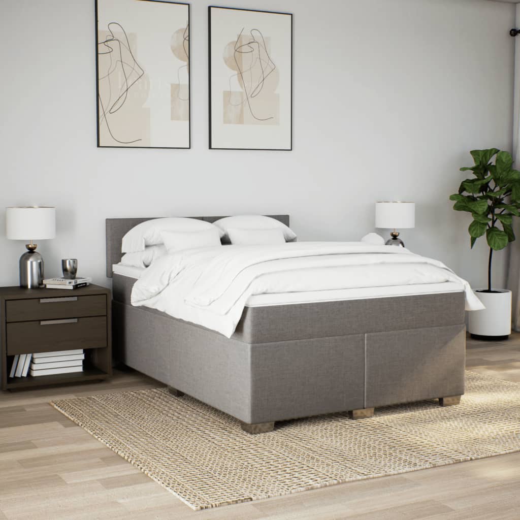 Κρεβάτι Boxspring με Στρώμα Taupe 160x200 εκ. Υφασμάτινο - Pakobazaar