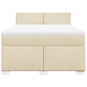Κρεβάτι Boxspring με Στρώμα Κρεμ 160x200 εκ. Υφασμάτινο - Pakobazaar