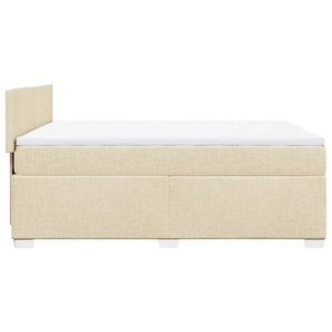 Κρεβάτι Boxspring με Στρώμα Κρεμ 160x200 εκ. Υφασμάτινο - Pakobazaar