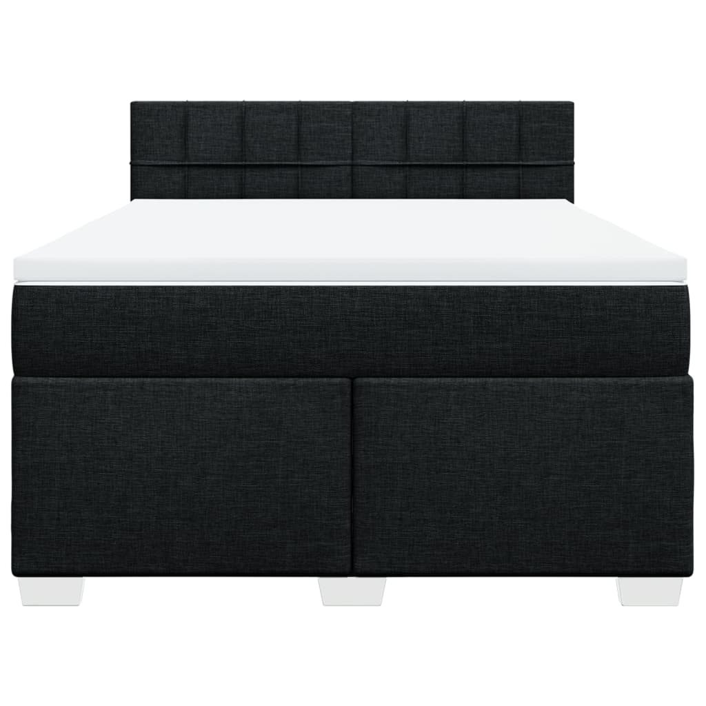 Κρεβάτι Boxspring με Στρώμα Μαύρο 160x200 εκ. Υφασμάτινο - Pakobazaar