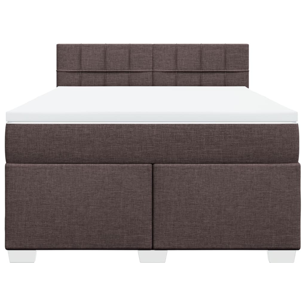 Κρεβάτι Boxspring με Στρώμα Σκούρο Καφέ 160x200 εκ Υφασμάτινο
