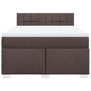 Κρεβάτι Boxspring με Στρώμα Σκούρο Καφέ 160x200 εκ Υφασμάτινο