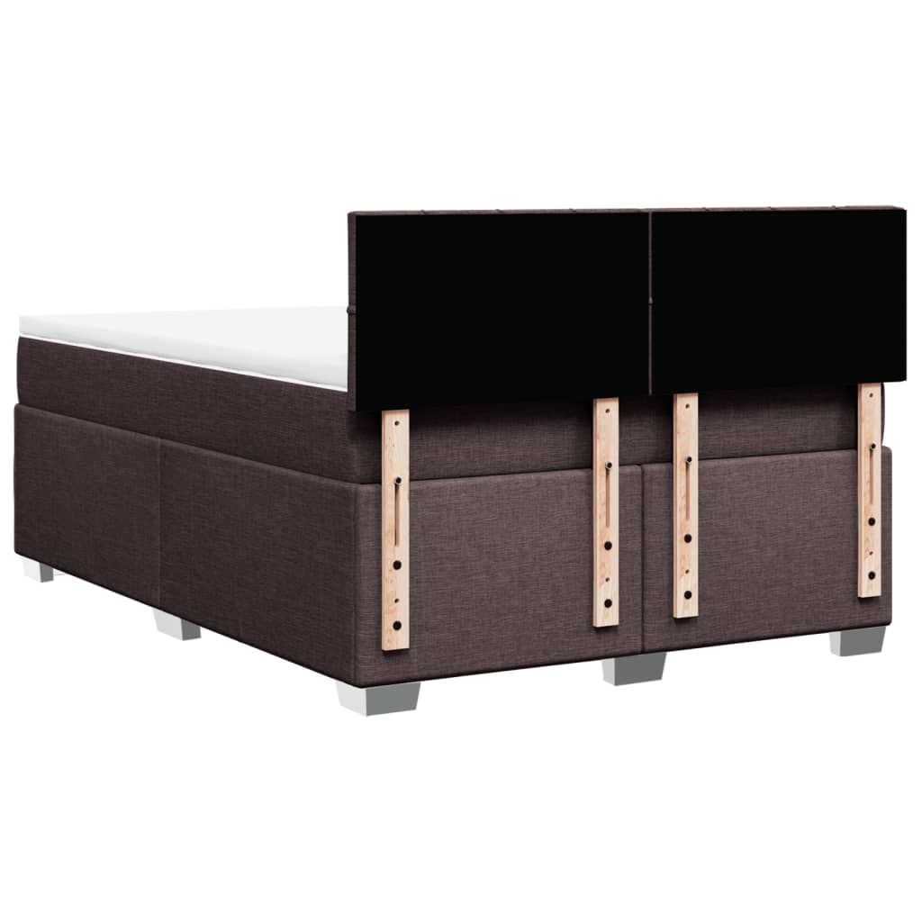 Κρεβάτι Boxspring με Στρώμα Σκούρο Καφέ 160x200 εκ Υφασμάτινο