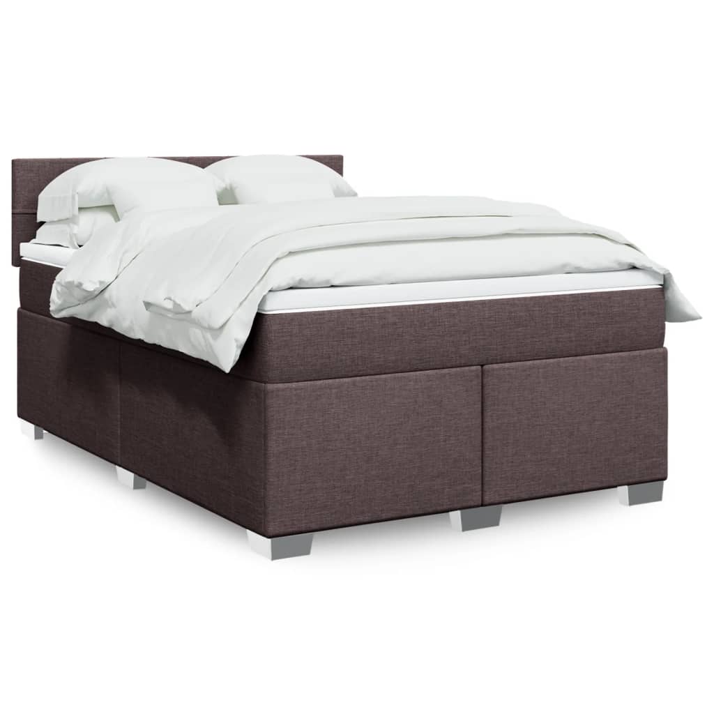 Κρεβάτι Boxspring με Στρώμα Σκούρο Καφέ 160x200 εκ Υφασμάτινο