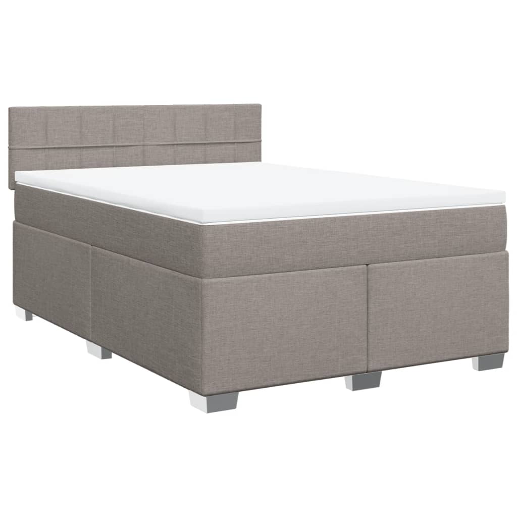 Κρεβάτι Boxspring με Στρώμα Taupe 160x200 εκ. Υφασμάτινο - Pakobazaar
