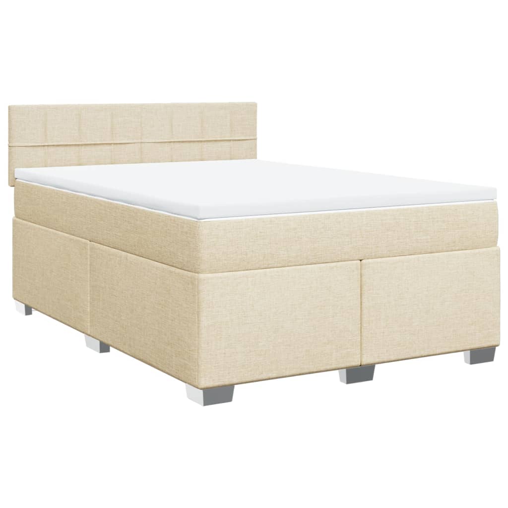 Κρεβάτι Boxspring με Στρώμα Κρεμ 160x200 εκ. Υφασμάτινο - Pakobazaar