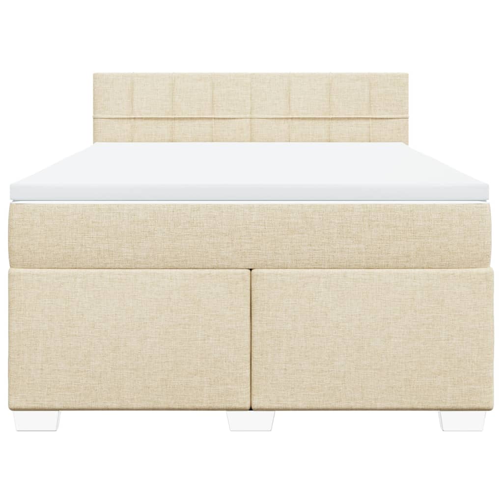 Κρεβάτι Boxspring με Στρώμα Κρεμ 160x200 εκ. Υφασμάτινο - Pakobazaar