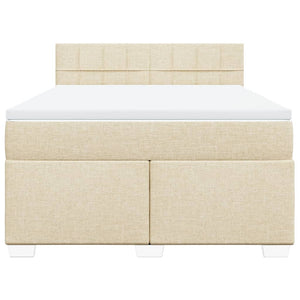 Κρεβάτι Boxspring με Στρώμα Κρεμ 160x200 εκ. Υφασμάτινο - Pakobazaar