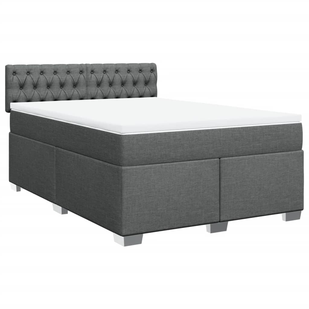 Κρεβάτι Boxspring με Στρώμα Σκούρο Γκρι 160x200 εκ Υφασμάτινο - Pakobazaar