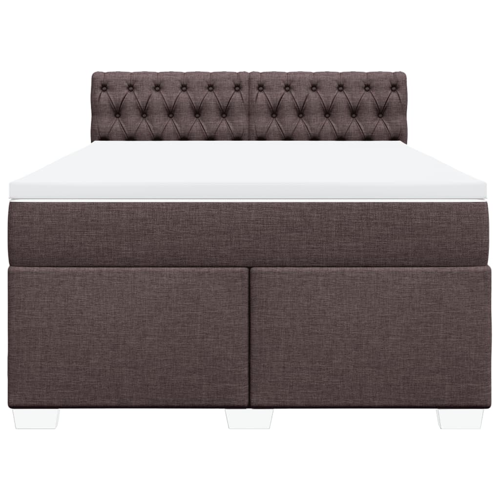 Κρεβάτι Boxspring με Στρώμα Σκούρο Καφέ 160x200 εκ Υφασμάτινο - Pakobazaar