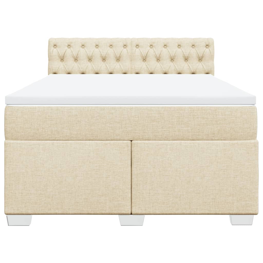 Κρεβάτι Boxspring με Στρώμα Κρεμ 160x200 εκ. Υφασμάτινο - Pakobazaar