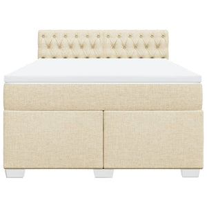 Κρεβάτι Boxspring με Στρώμα Κρεμ 160x200 εκ. Υφασμάτινο - Pakobazaar
