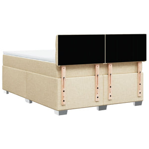 Κρεβάτι Boxspring με Στρώμα Κρεμ 160x200 εκ. Υφασμάτινο - Pakobazaar