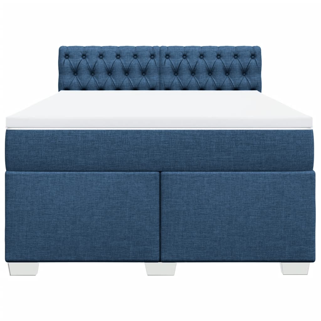 Κρεβάτι Boxspring με Στρώμα Μπλε 160x200 εκ. Υφασμάτινο - Pakobazaar