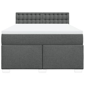 Κρεβάτι Boxspring με Στρώμα Σκούρο Γκρι 160x200 εκ Υφασμάτινο - Pakobazaar