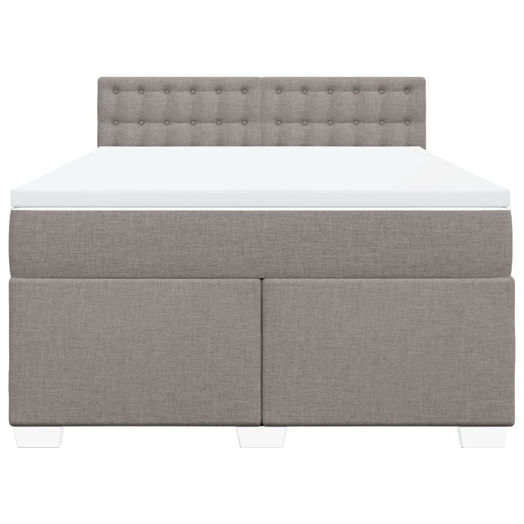 Κρεβάτι Boxspring με Στρώμα Taupe 160x200 εκ. Υφασμάτινο - Pakobazaar