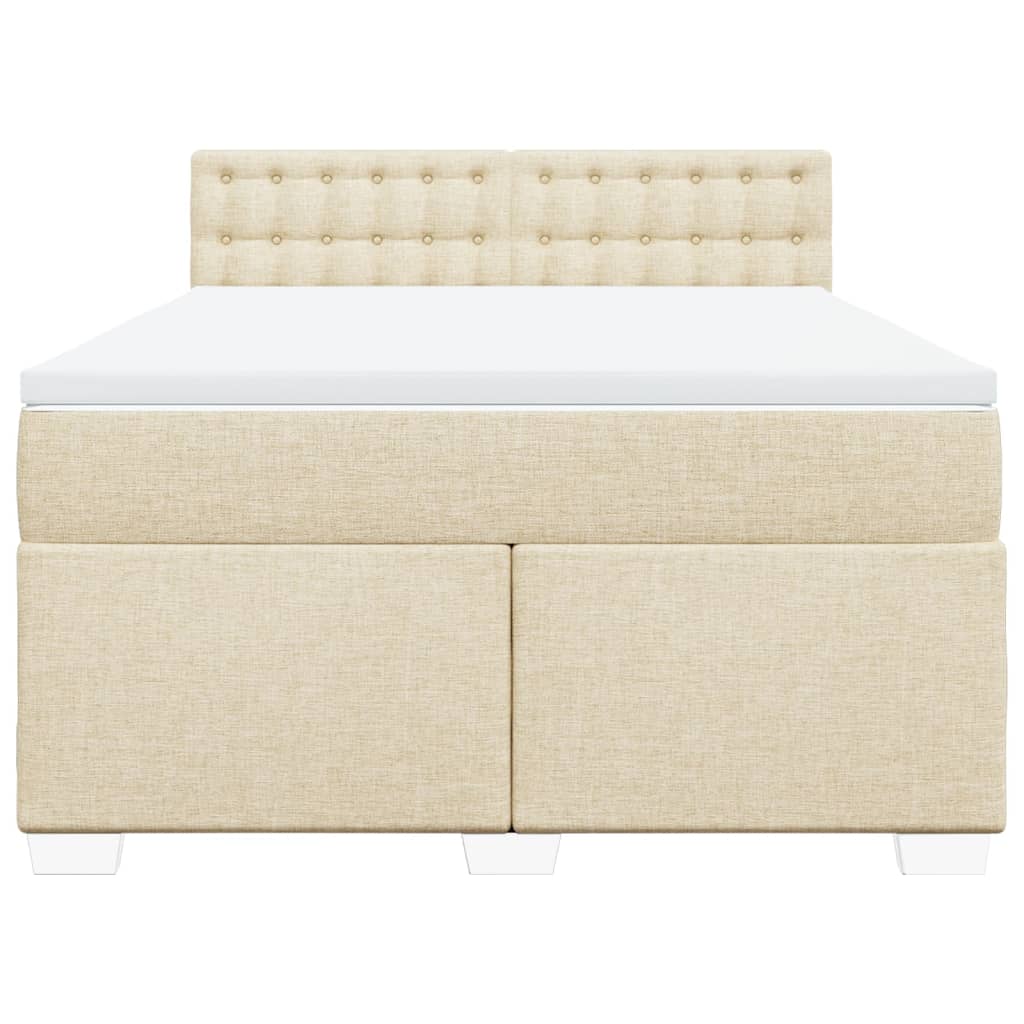 Κρεβάτι Boxspring με Στρώμα Κρεμ 160x200 εκ. Υφασμάτινο - Pakobazaar