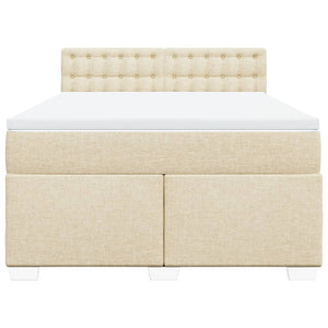 Κρεβάτι Boxspring με Στρώμα Κρεμ 160x200 εκ. Υφασμάτινο - Pakobazaar