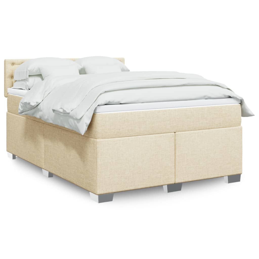 Κρεβάτι Boxspring με Στρώμα Κρεμ 160x200 εκ. Υφασμάτινο - Pakobazaar