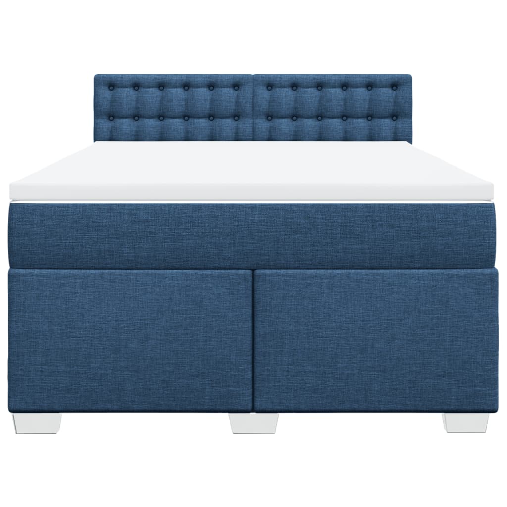 Κρεβάτι Boxspring με Στρώμα Μπλε 160x200 εκ. Υφασμάτινο - Pakobazaar