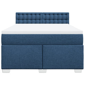 Κρεβάτι Boxspring με Στρώμα Μπλε 160x200 εκ. Υφασμάτινο - Pakobazaar