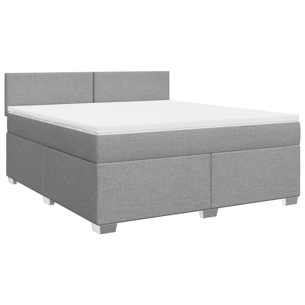 Κρεβάτι Boxspring με Στρώμα Ανοιχτό Γκρι 180x200 εκ. Υφασμάτινο - Pakobazaar