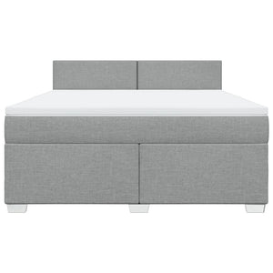 Κρεβάτι Boxspring με Στρώμα Ανοιχτό Γκρι 180x200 εκ. Υφασμάτινο - Pakobazaar