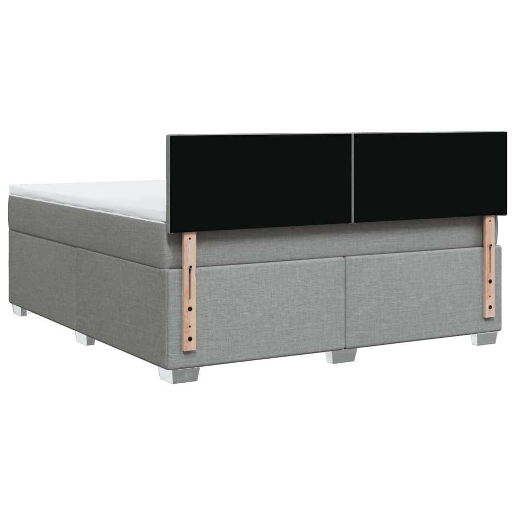 Κρεβάτι Boxspring με Στρώμα Ανοιχτό Γκρι 180x200 εκ. Υφασμάτινο - Pakobazaar