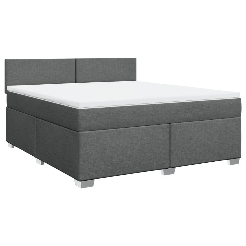 Κρεβάτι Boxspring με Στρώμα Σκούρο Γκρι 180x200 εκ Υφασμάτιν