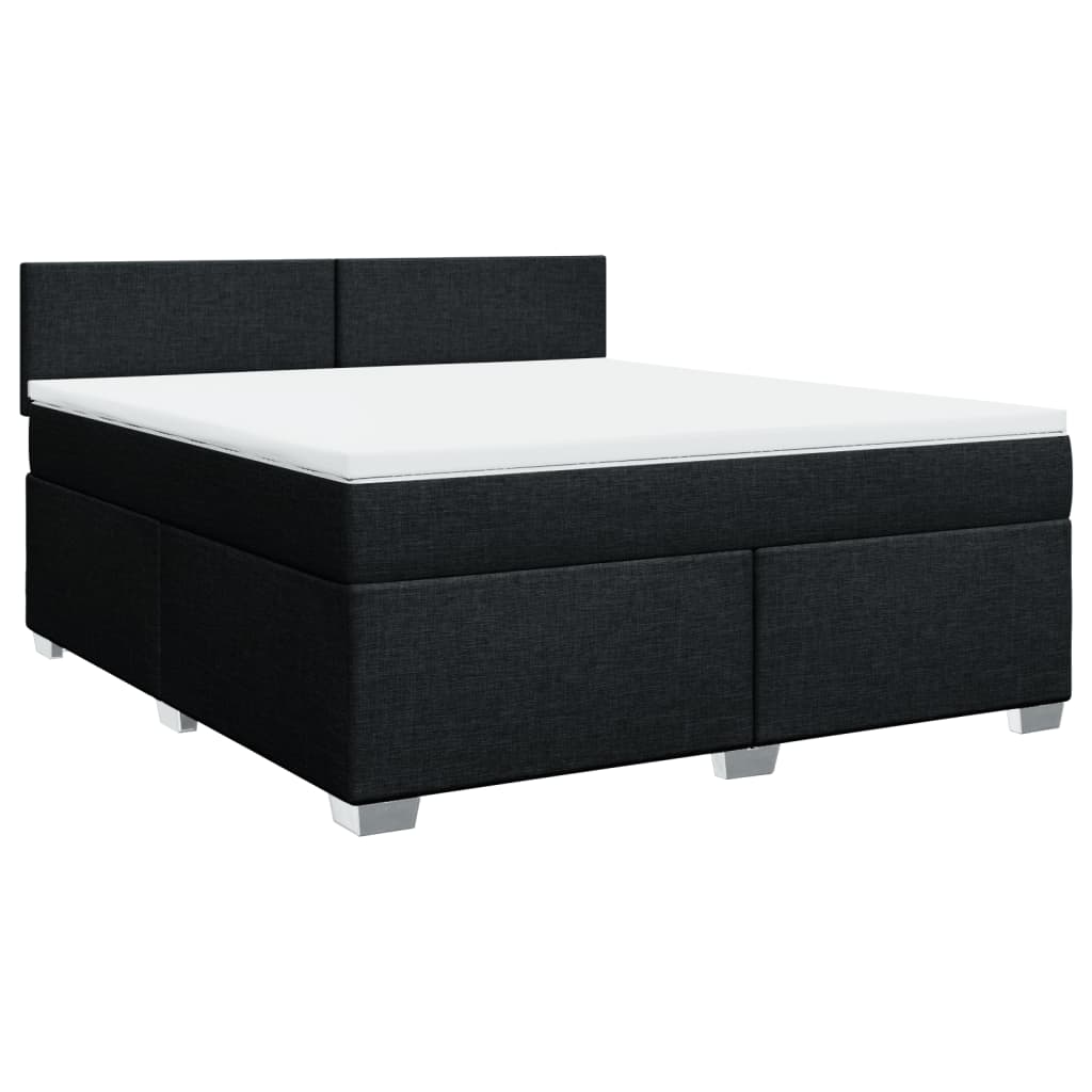 Κρεβάτι Boxspring με Στρώμα Μαύρο 180x200 εκ. Υφασμάτινο - Pakobazaar