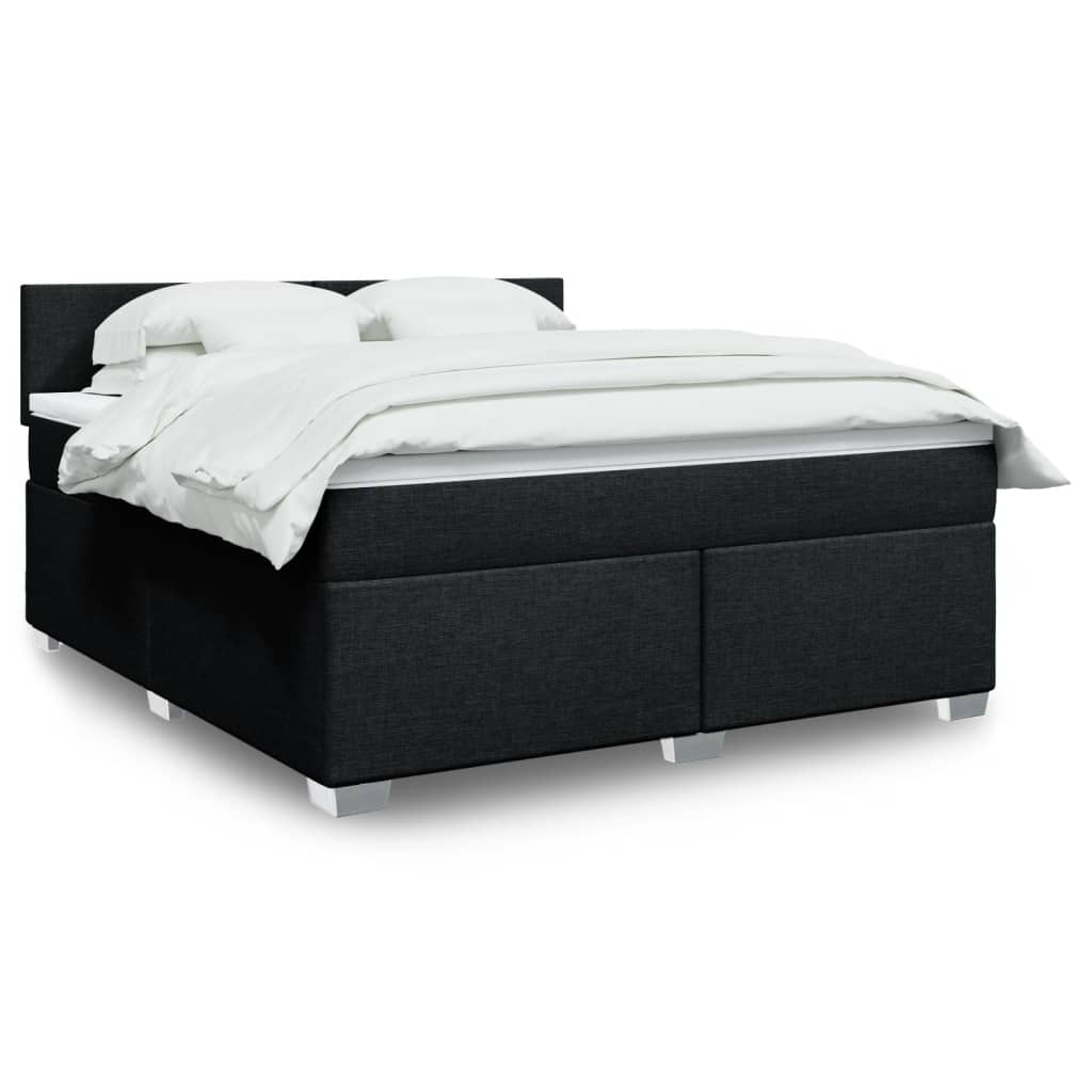 Κρεβάτι Boxspring με Στρώμα Μαύρο 180x200 εκ. Υφασμάτινο - Pakobazaar