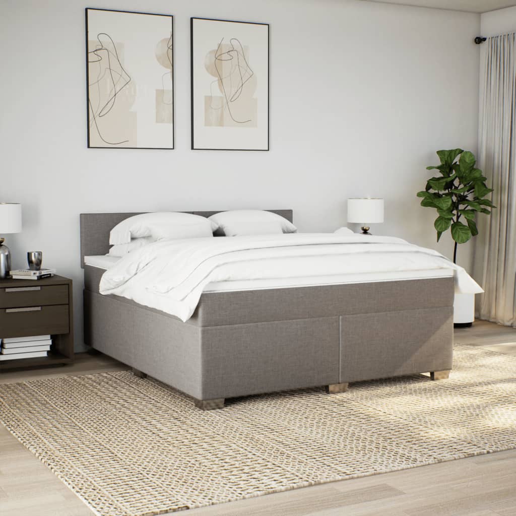 Κρεβάτι Boxspring με Στρώμα Taupe 180x200 εκ. Υφασμάτινο - Pakobazaar