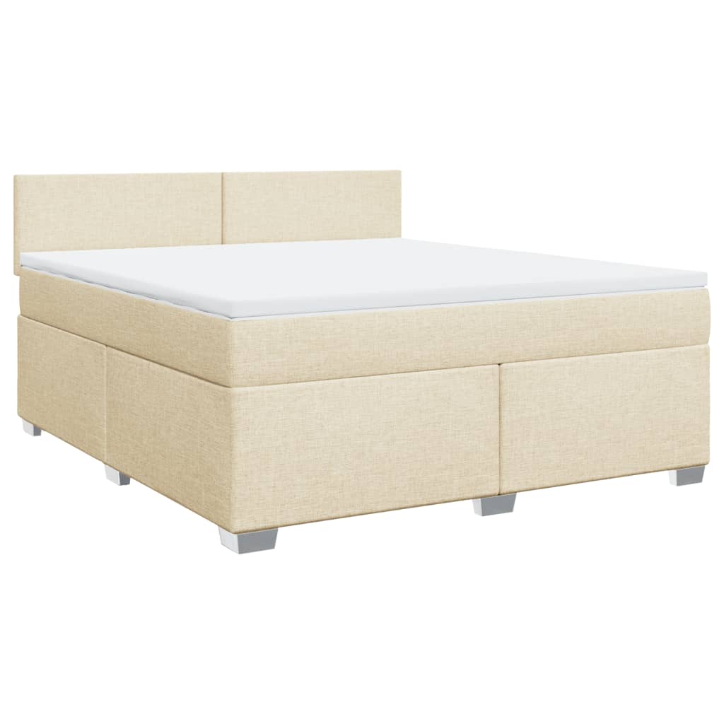 Κρεβάτι Boxspring με Στρώμα Κρεμ 180x200 εκ. Υφασμάτινο
