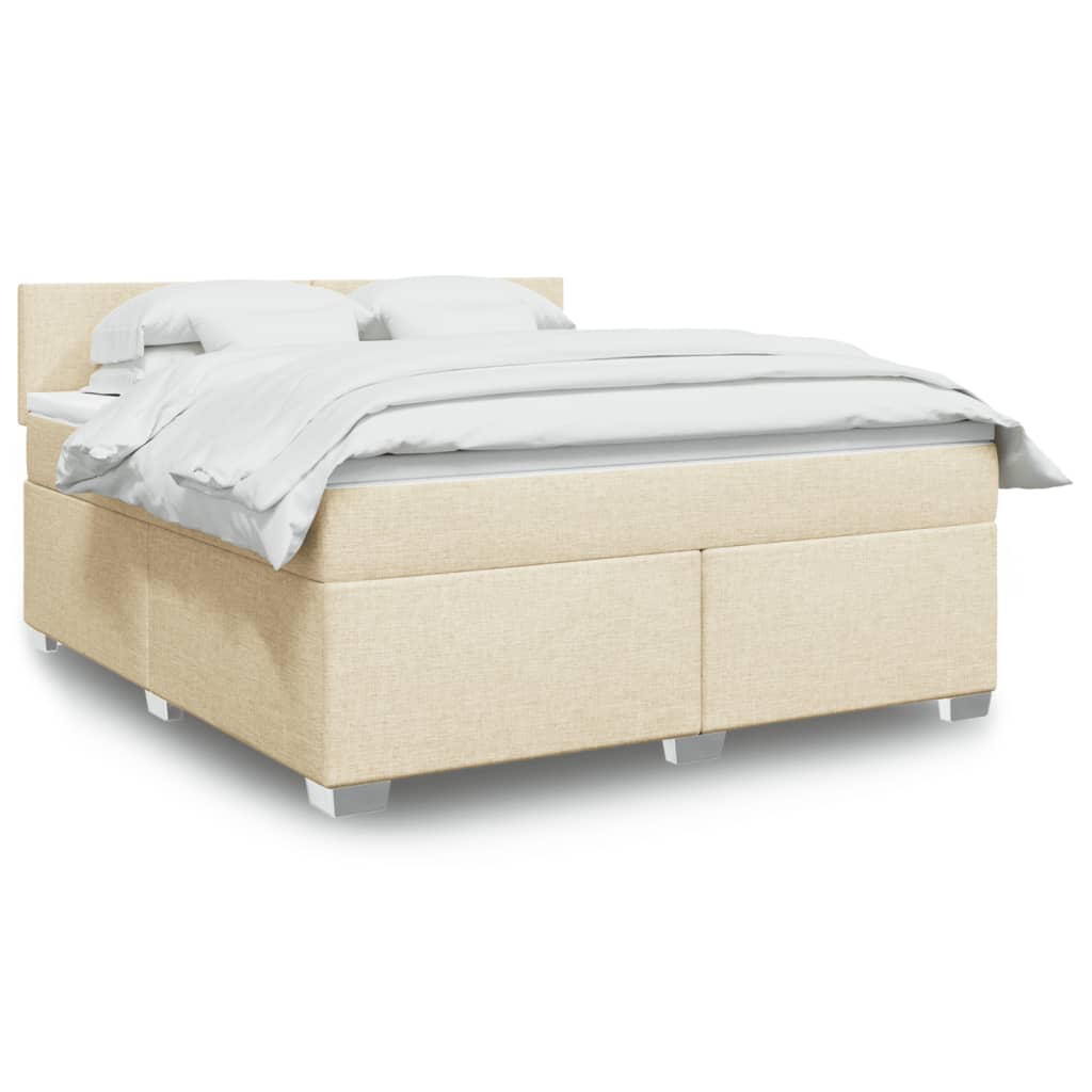 Κρεβάτι Boxspring με Στρώμα Κρεμ 180x200 εκ. Υφασμάτινο
