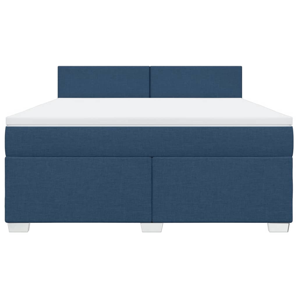Κρεβάτι Boxspring με Στρώμα Μπλε 180x200 εκ. Υφασμάτινο - Pakobazaar