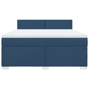 Κρεβάτι Boxspring με Στρώμα Μπλε 180x200 εκ. Υφασμάτινο - Pakobazaar