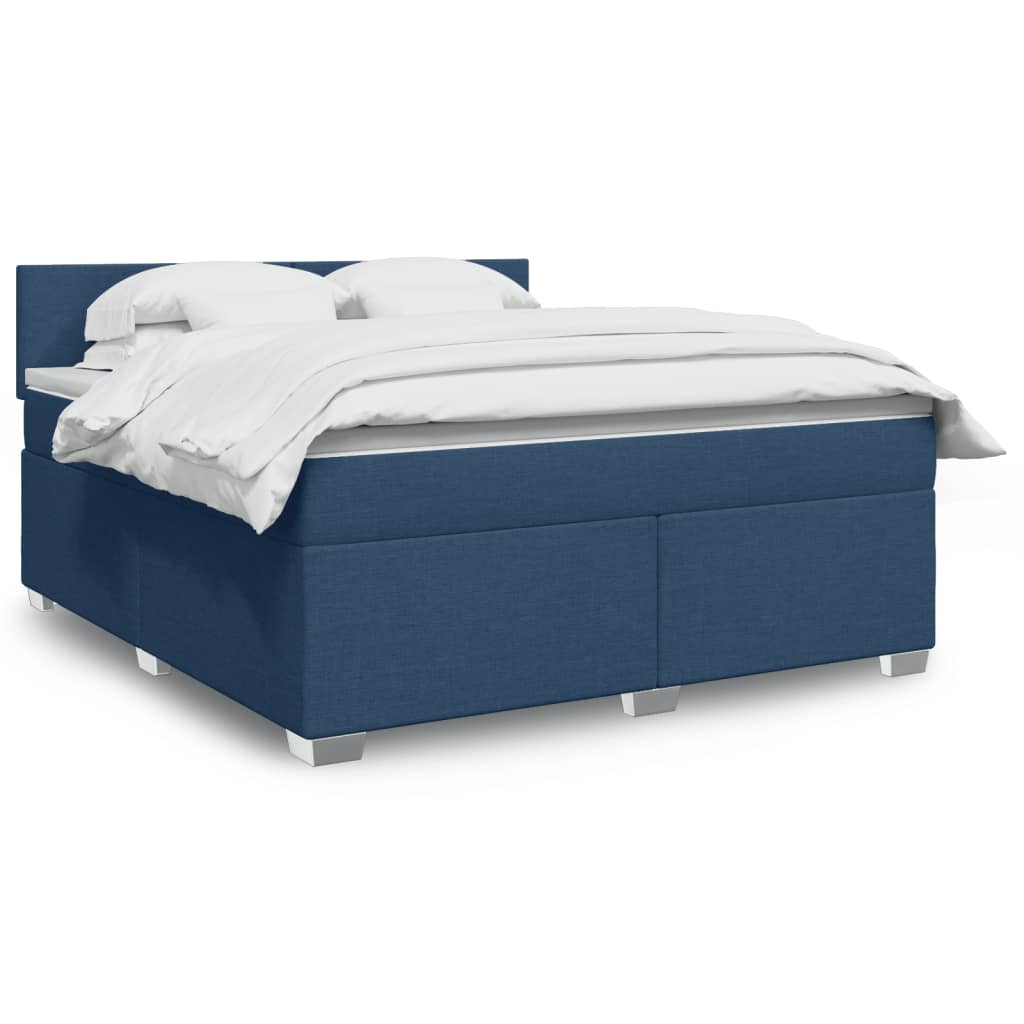 Κρεβάτι Boxspring με Στρώμα Μπλε 180x200 εκ. Υφασμάτινο - Pakobazaar