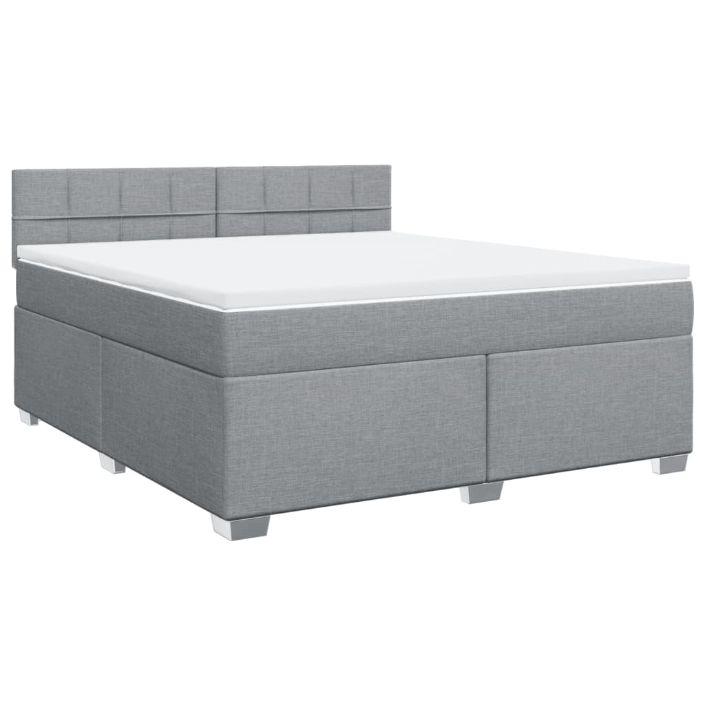 Κρεβάτι Boxspring με Στρώμα Ανοιχτό Γκρι 180x200 εκ. Υφασμάτινο - Pakobazaar